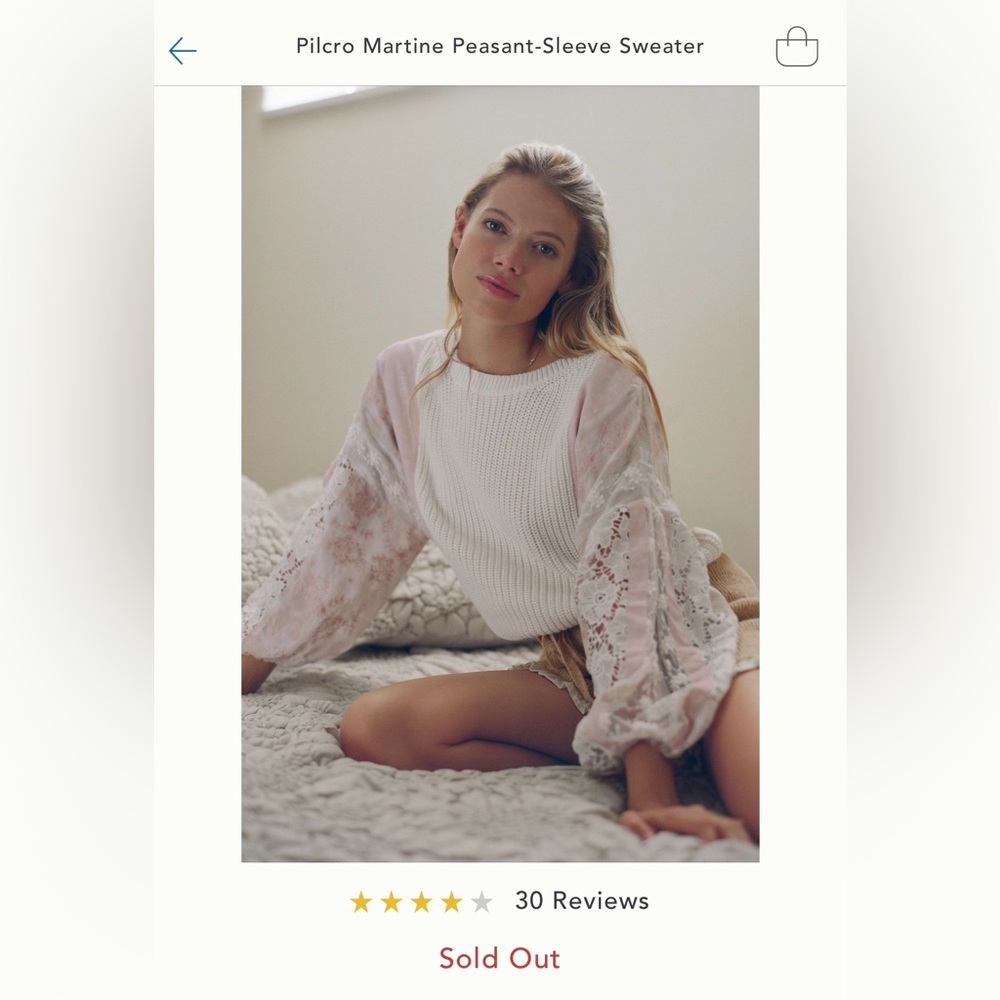 Anthropologie Pilcro Martine Peasant Sleeve Sweater Size L